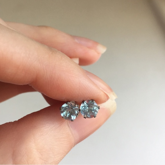 Genuine Light Blue Topaz Sterling Silver Earrings - Picture 3 of 6
